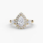 Three-Stone Ring with Halo