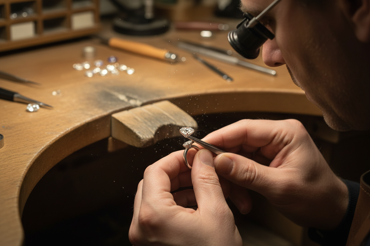 goldschmied mit diamantring